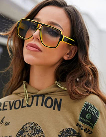 Óculos de sol Piloto Feminino Retro COOL&KU, Armação Grande Personalizada em Duas Cores, Óculos Anti UV400 Óculos de Sol