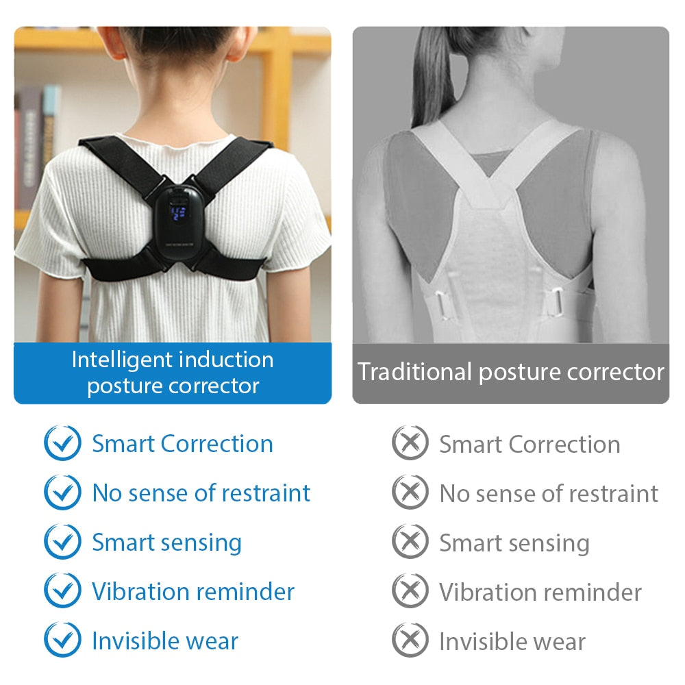 Corretor de Postura - Aptoco inteligente ajustável para trás postura corrector adulto & criança inteligente cinta cinto de treinamento de ombro cinto de correção coluna traseira
